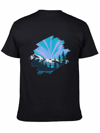 Camiseta Negra con Diseño Aurora Boreal