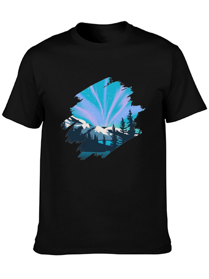 Camiseta Negra con Diseño Aurora Boreal