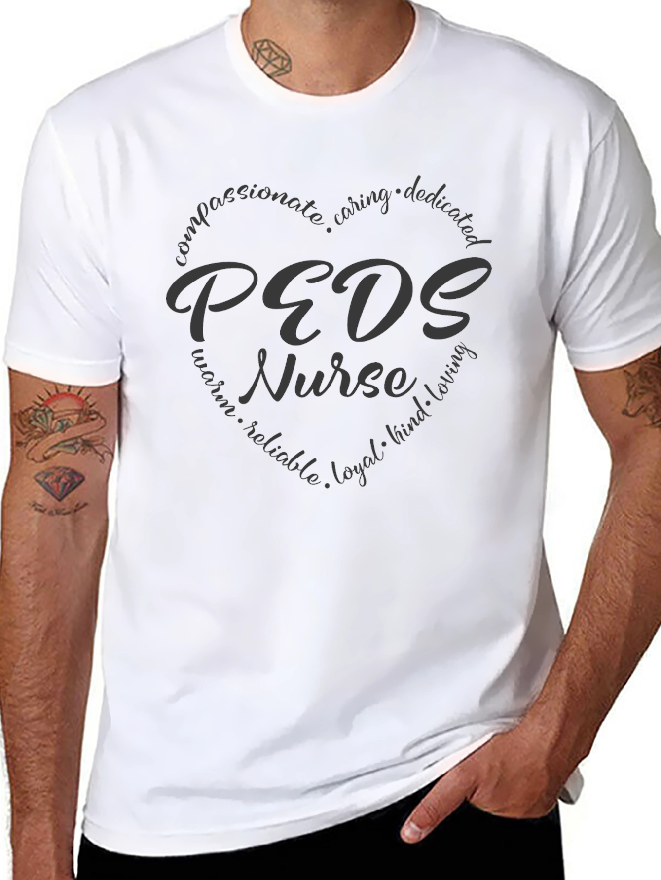 Camiseta Negra PEDS Nurse para Enfermeras Pediátricas