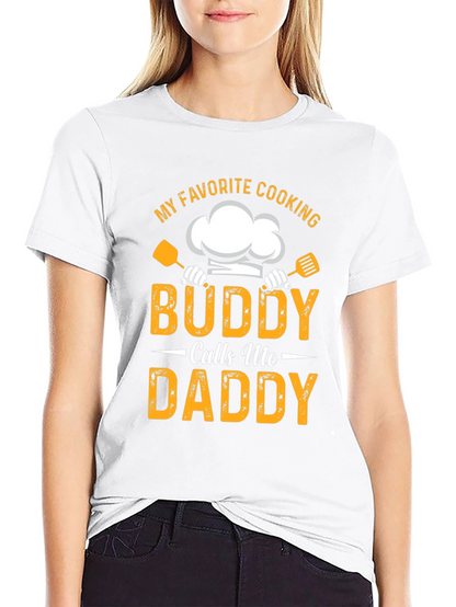 Camiseta Negra Mi Buddy Cocinero Me Dice Papá