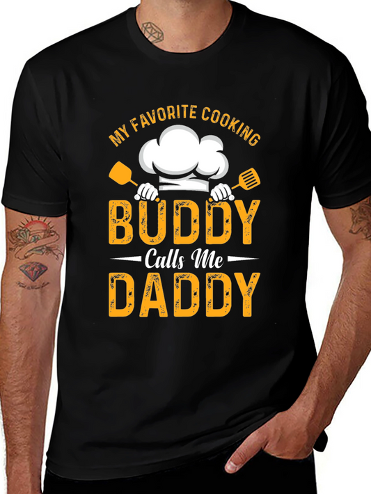 Camiseta Negra Mi Buddy Cocinero Me Dice Papá