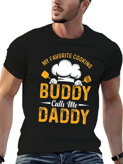 Camiseta Negra Mi Buddy Cocinero Me Dice Papá