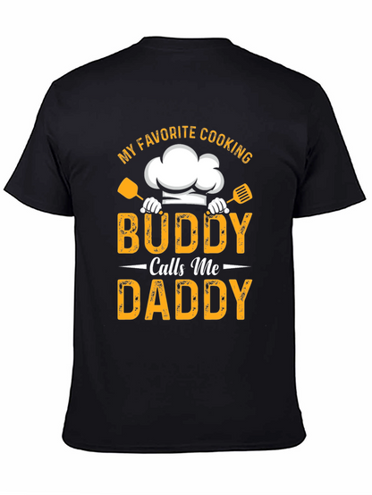 Camiseta Negra Mi Buddy Cocinero Me Dice Papá