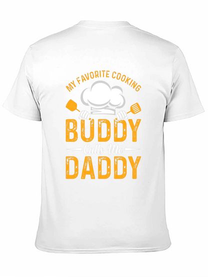Camiseta Negra Mi Buddy Cocinero Me Dice Papá