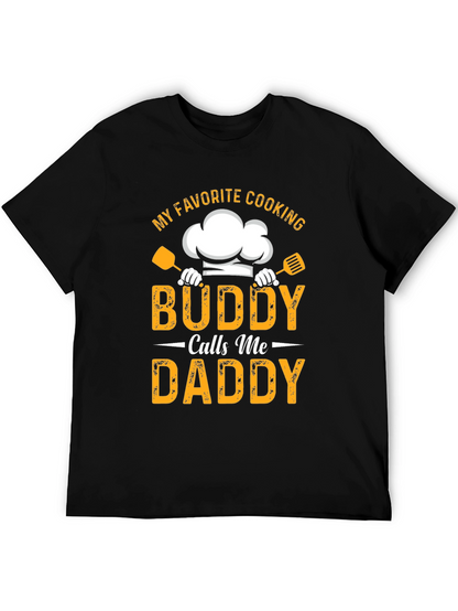Camiseta Negra Mi Buddy Cocinero Me Dice Papá