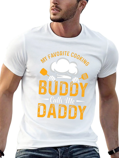Camiseta Negra Mi Buddy Cocinero Me Dice Papá