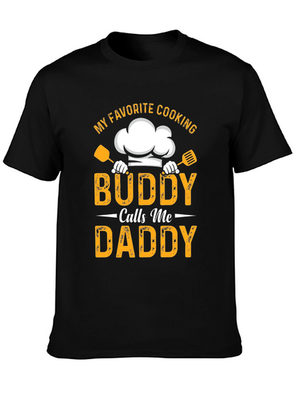 Camiseta Negra Mi Buddy Cocinero Me Dice Papá