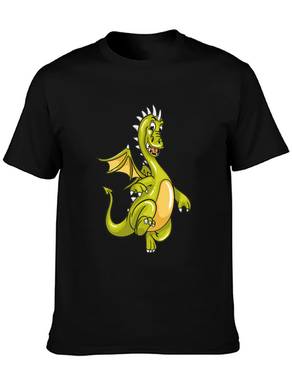 Camiseta Negra con Diseño de Dragón Verde Animado
