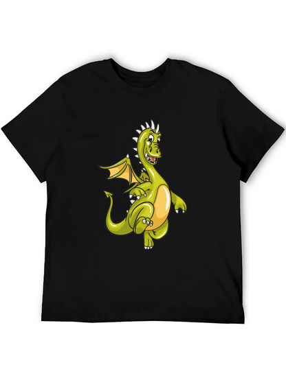 Camiseta Negra con Diseño de Dragón Verde Animado