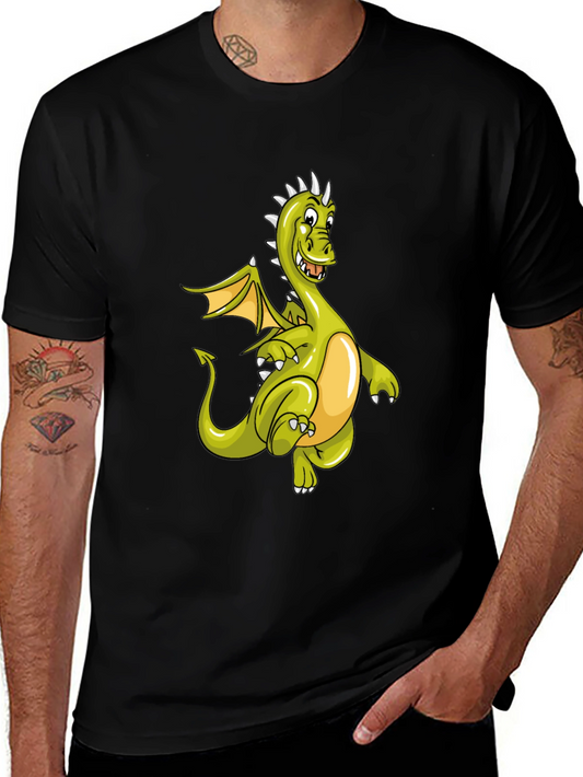 Camiseta Negra con Diseño de Dragón Verde Animado