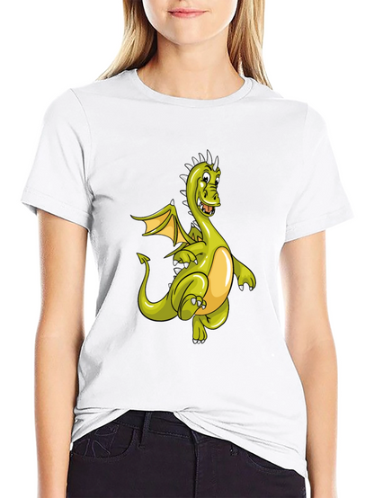 Camiseta Negra con Diseño de Dragón Verde Animado