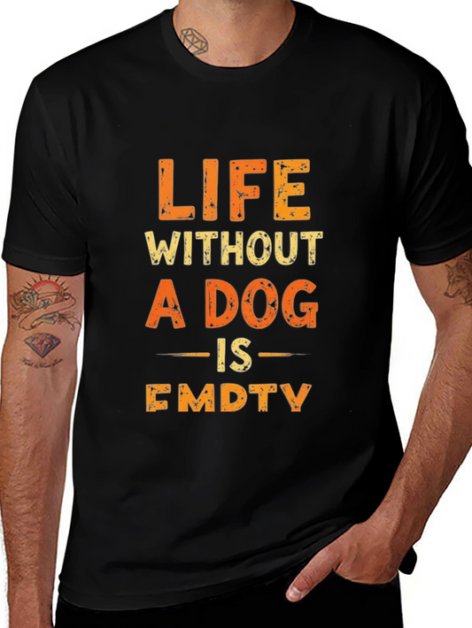 Camiseta Negra con Diseño Divertido Life Without a Dog