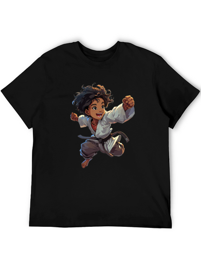 Camiseta Negra con Diseño de Karate Infantil