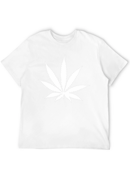 Camiseta Negra Hoja de Cannabis Algodón Casual