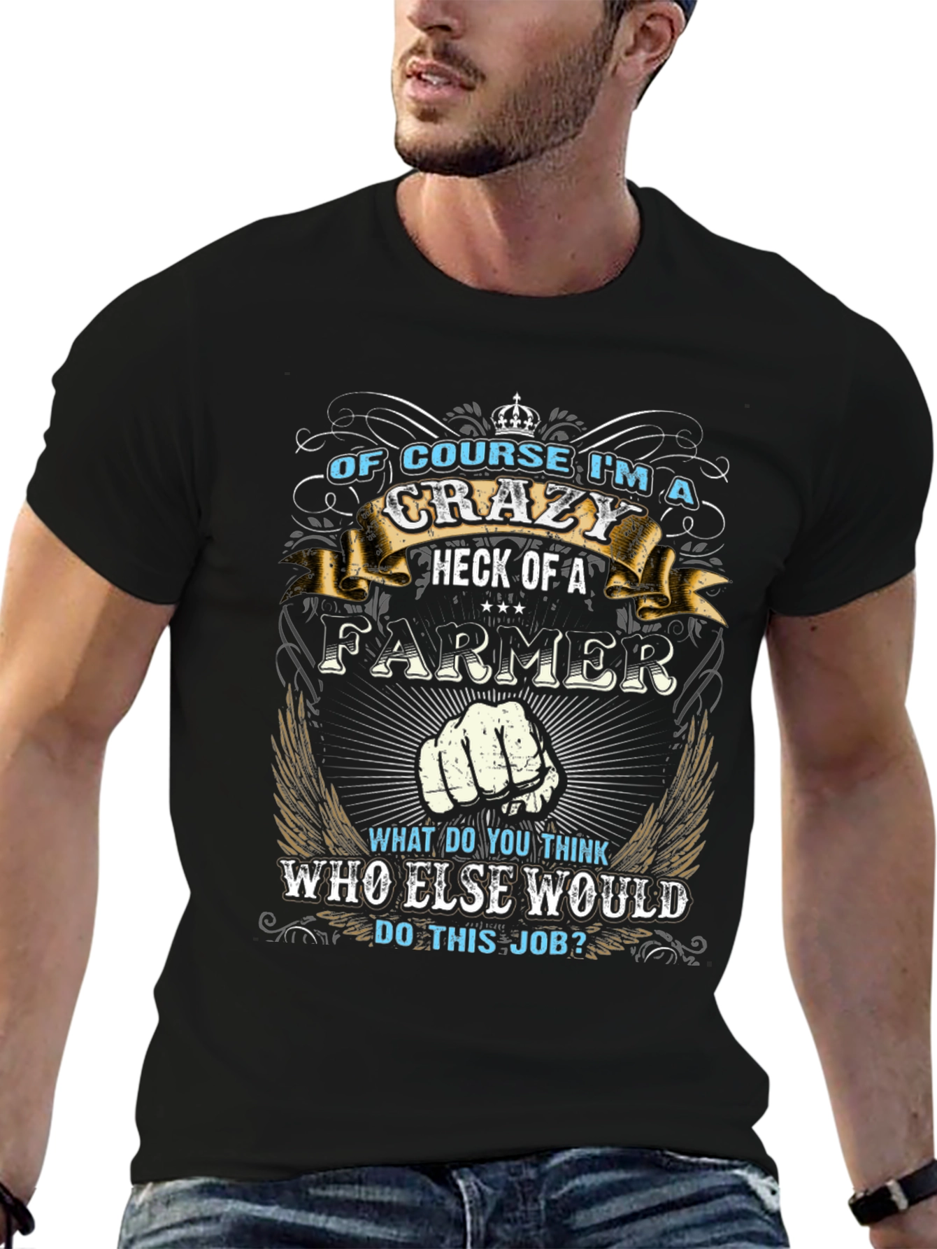 Camiseta Negra: Soy un Granjero Loco