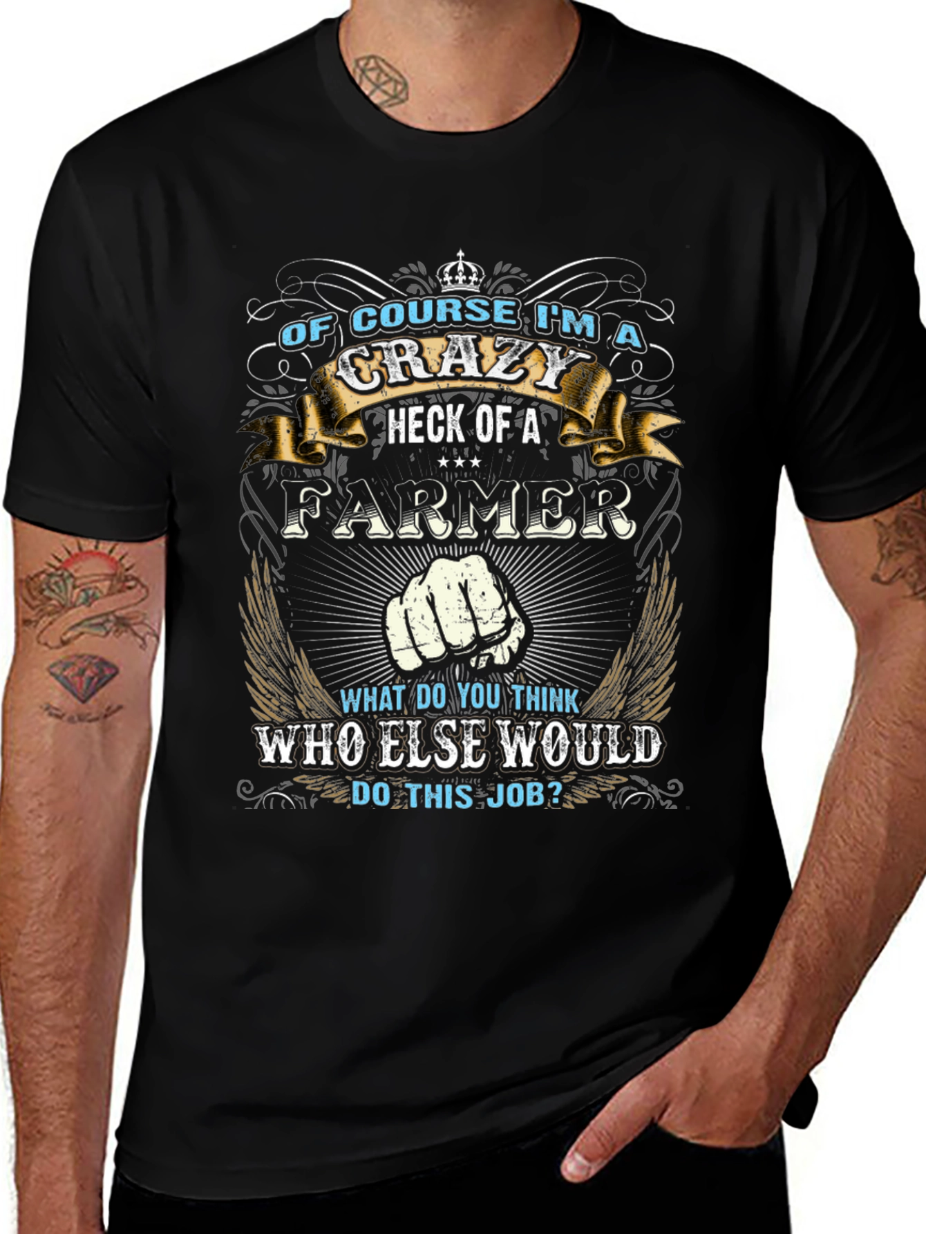 Camiseta Negra: Soy un Granjero Loco