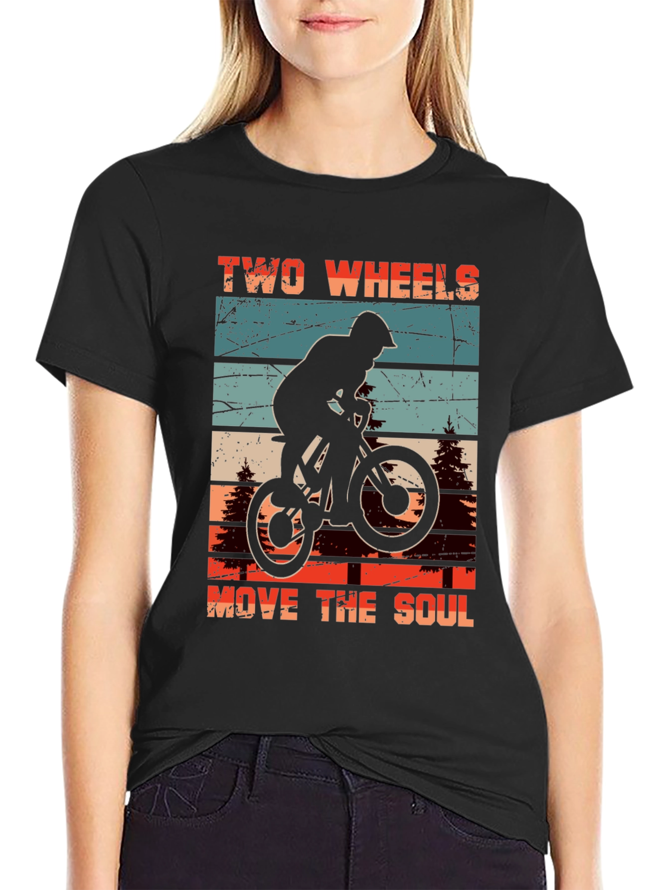 Camiseta Negra Ciclismo Two Wheels Move The Soul