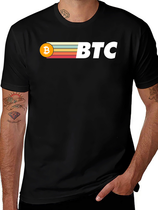 Camiseta Bitcoin BTC Retro Vintage Hombre Algodón