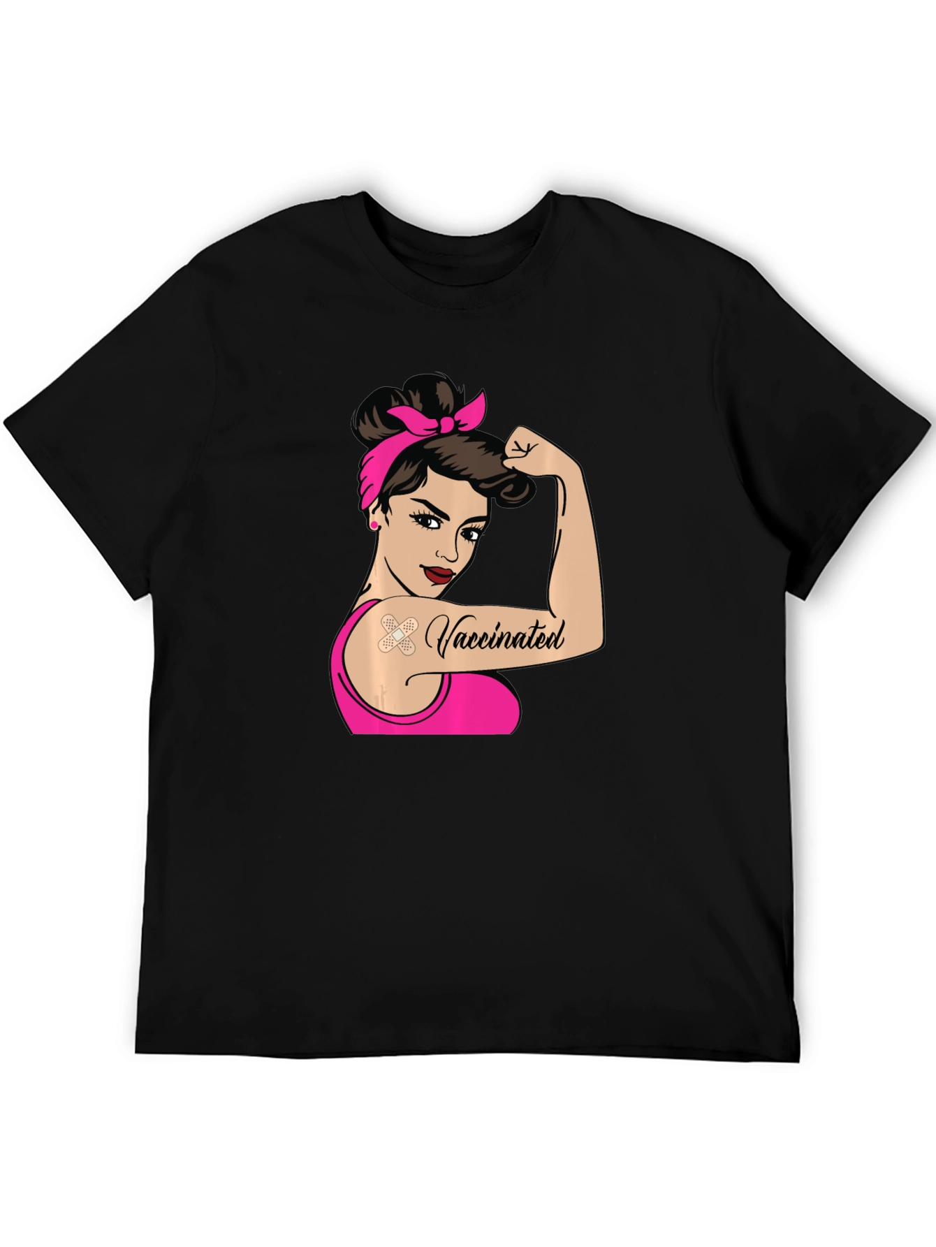 Camiseta Negra con Diseño de Mujer Vacunada