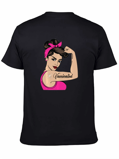 Camiseta Negra con Diseño de Mujer Vacunada