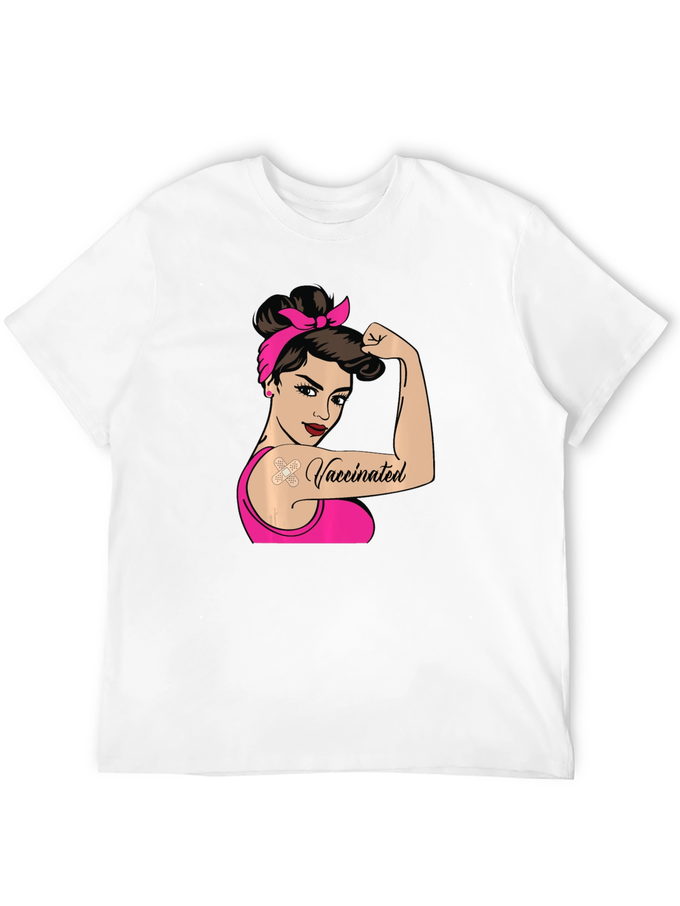 Camiseta Negra con Diseño de Mujer Vacunada