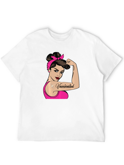 Camiseta Negra con Diseño de Mujer Vacunada