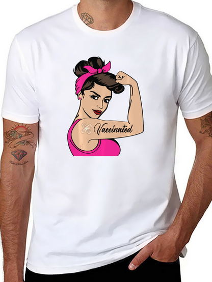 Camiseta Negra con Diseño de Mujer Vacunada