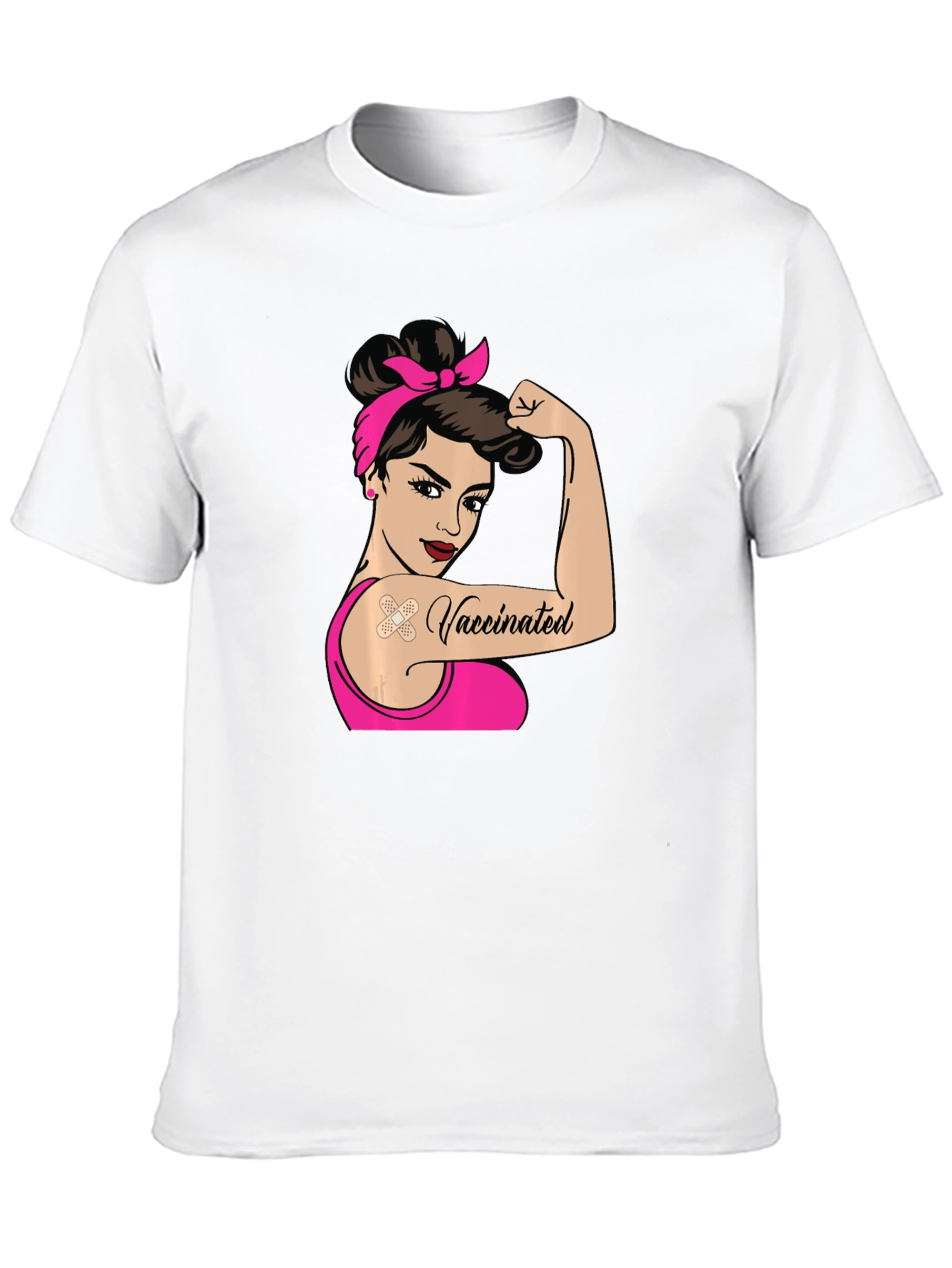 Camiseta Negra con Diseño de Mujer Vacunada
