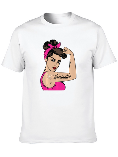 Camiseta Negra con Diseño de Mujer Vacunada