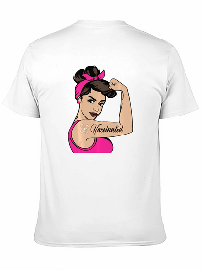 Camiseta Negra con Diseño de Mujer Vacunada