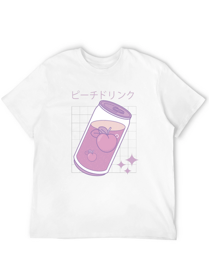 Camiseta Negra con Diseño Bebida de Melocotón