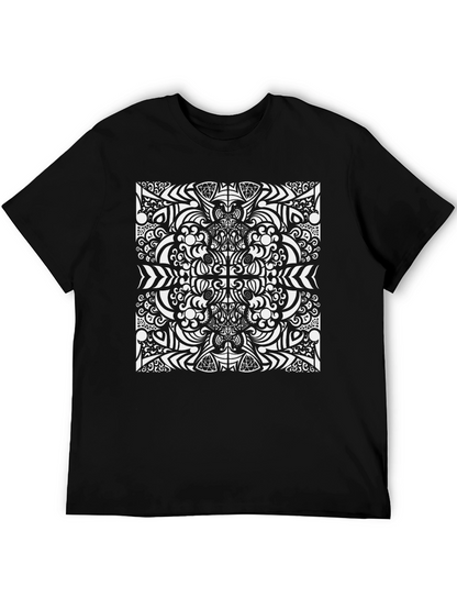Camiseta Negra con Diseño Abstracto Blanco