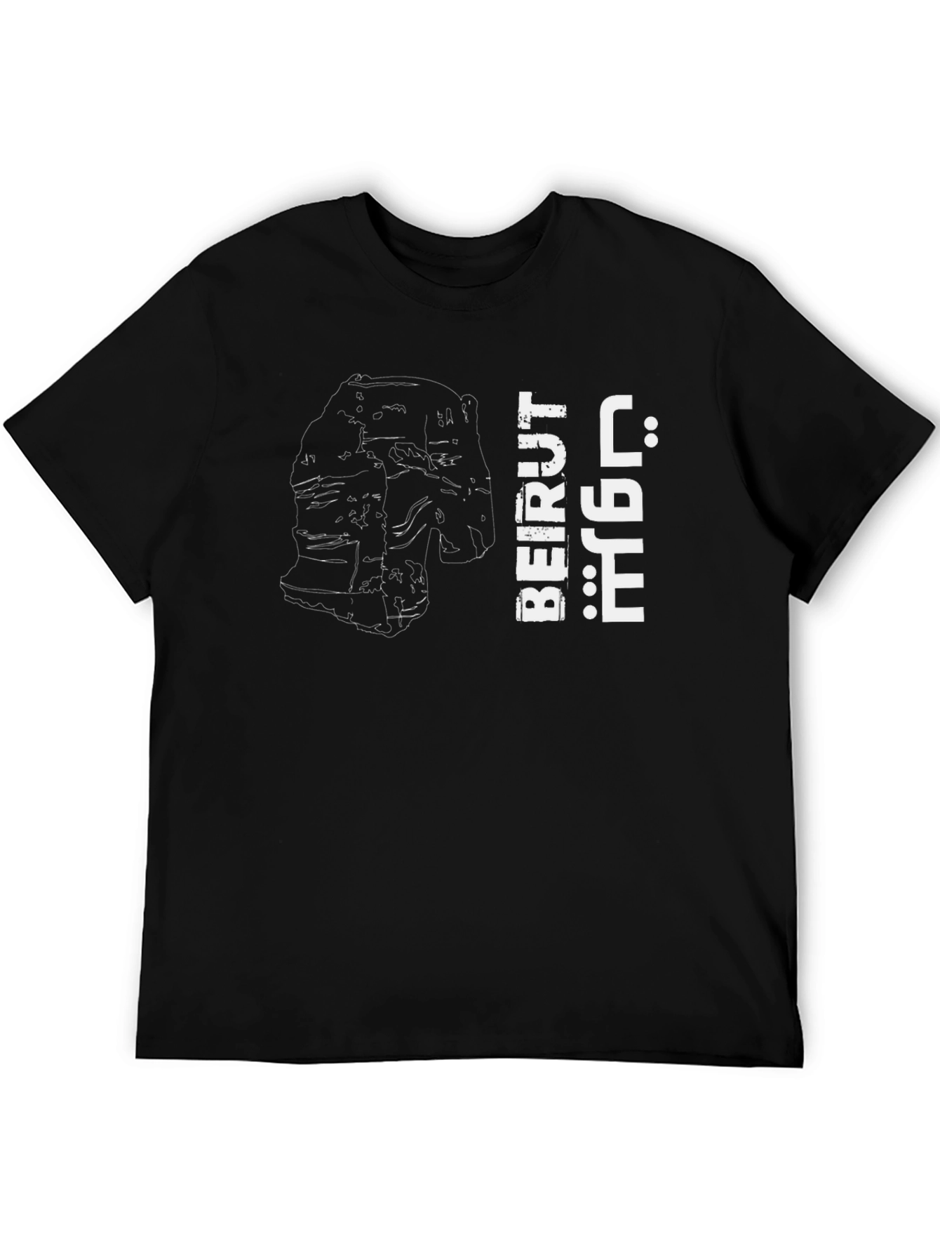 Camiseta Negra Beirut Líbano Diseño Urbano Hombre