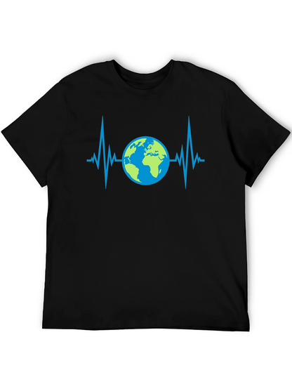 Camiseta Negra con Diseño de Latido Terrestre