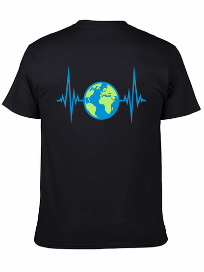 Camiseta Negra con Diseño de Latido Terrestre
