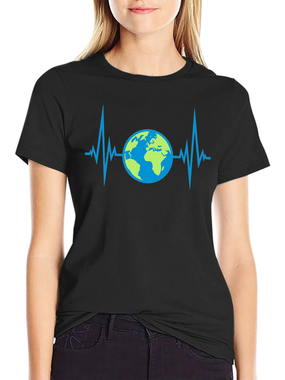 Camiseta Negra con Diseño de Latido Terrestre