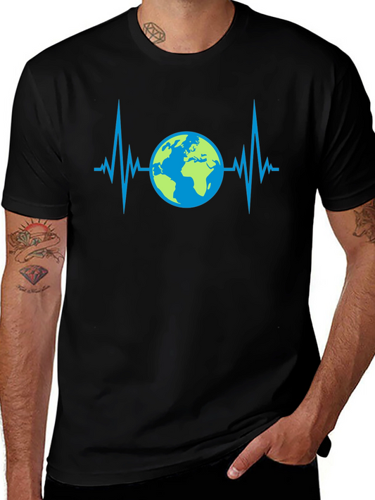 Camiseta Negra con Diseño de Latido Terrestre