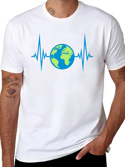 Camiseta Negra con Diseño de Latido Terrestre