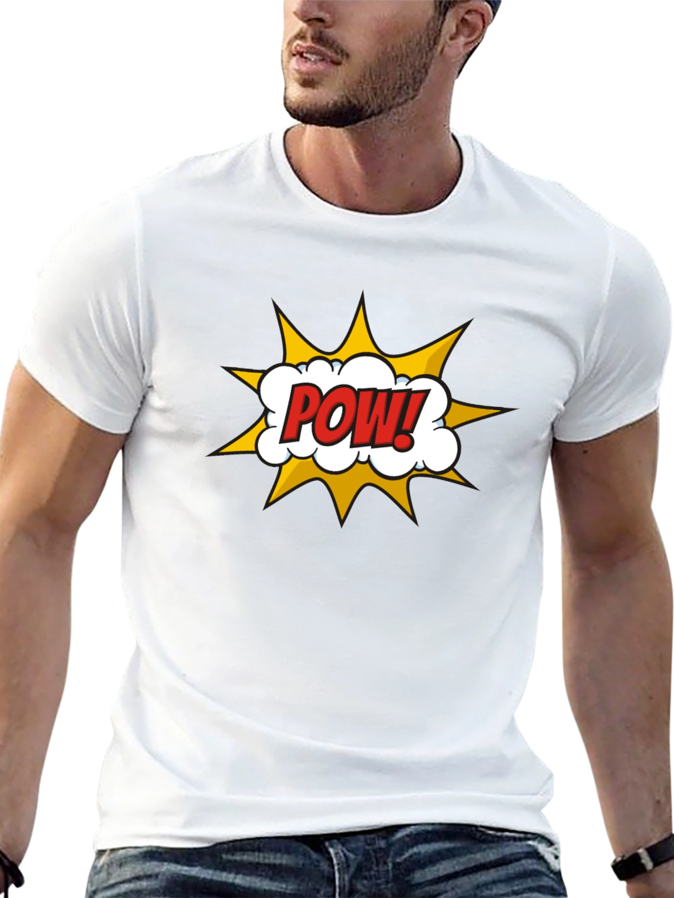 Camiseta Negra Hombre Diseño Comic ¡POW!