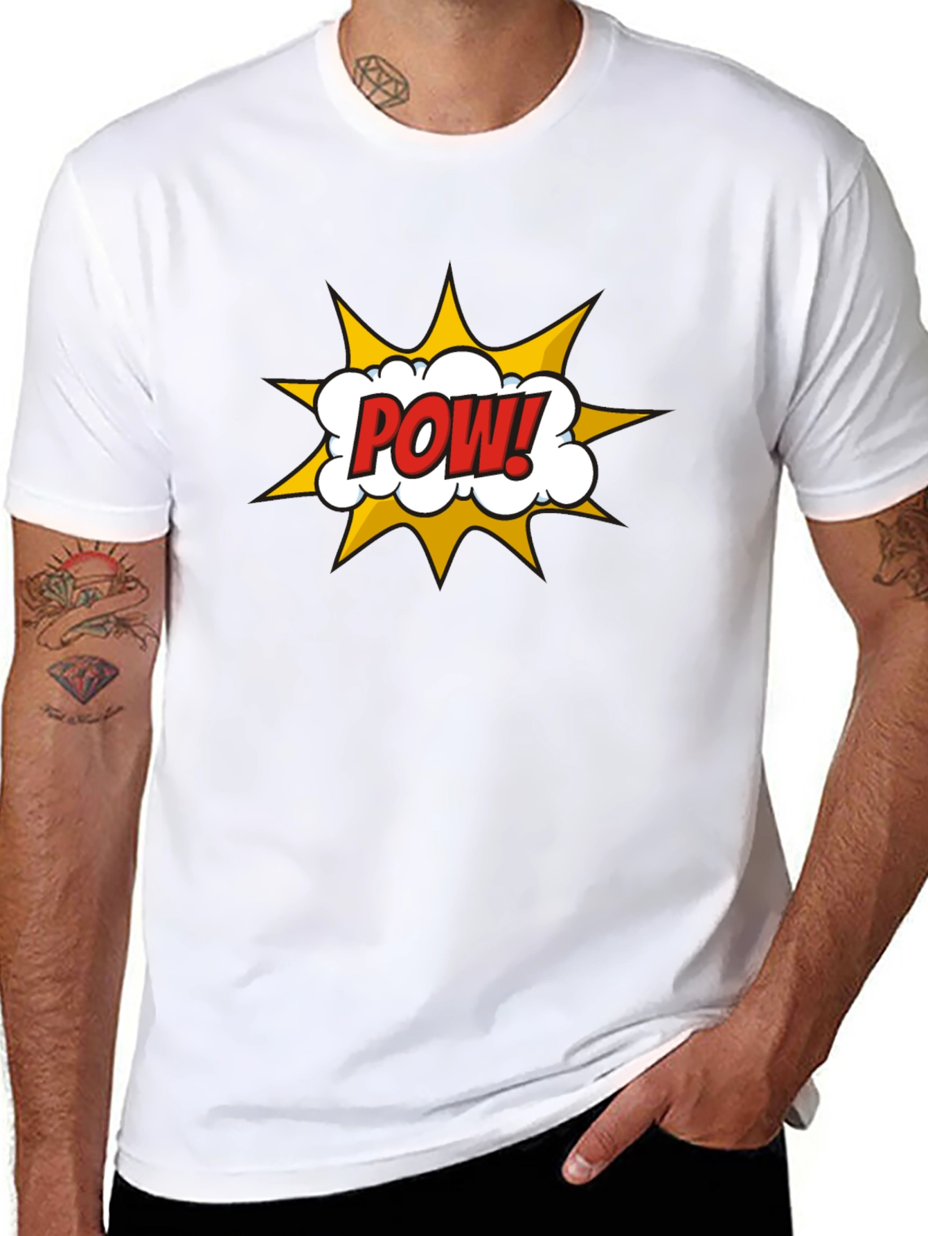 Camiseta Negra Hombre Diseño Comic ¡POW!
