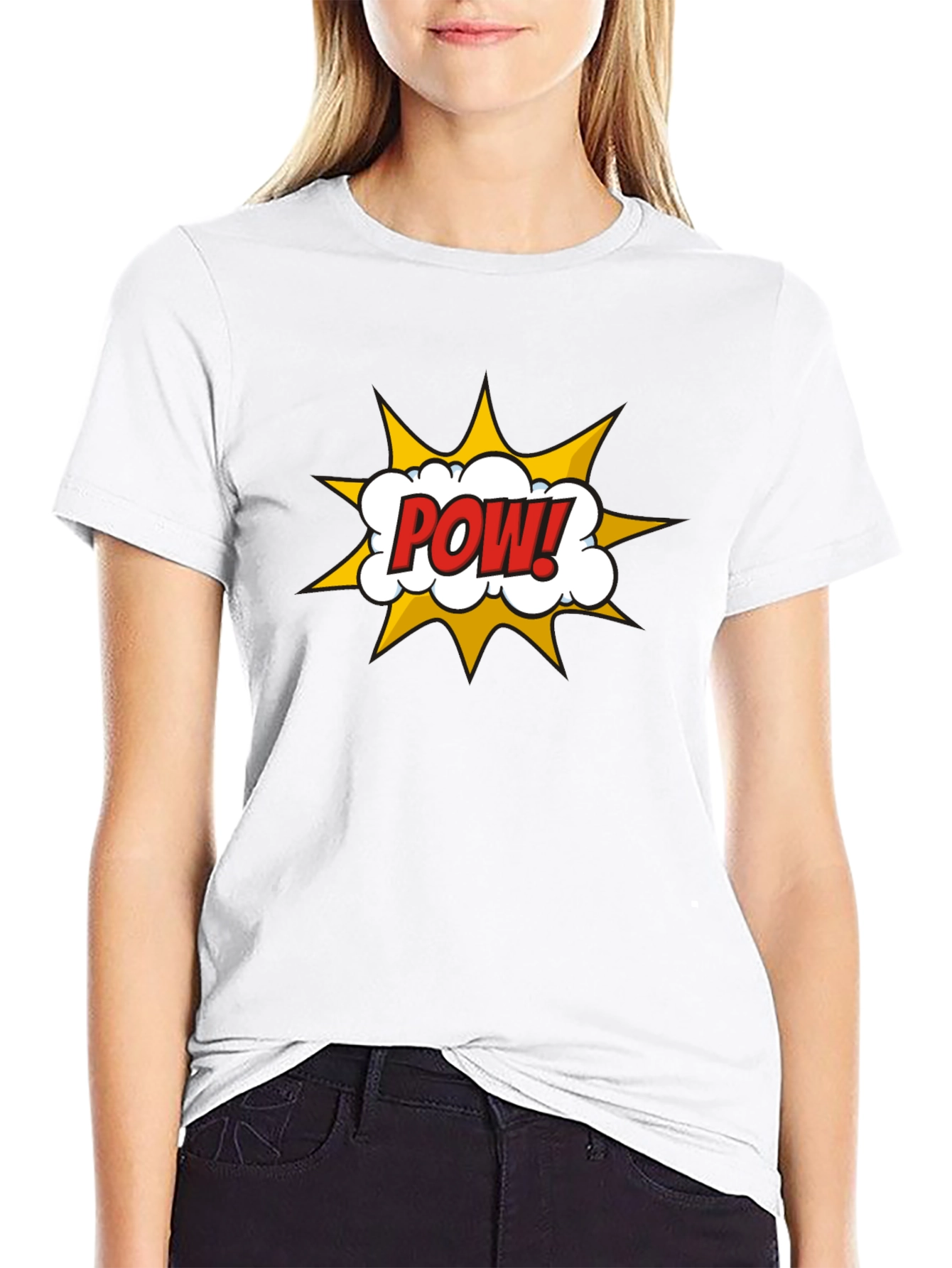 Camiseta Negra Hombre Diseño Comic ¡POW!