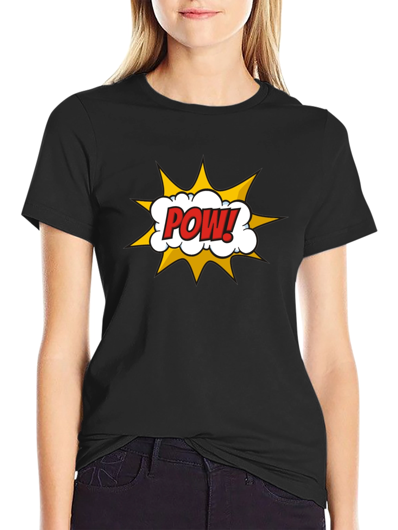 Camiseta Negra Hombre Diseño Comic ¡POW!