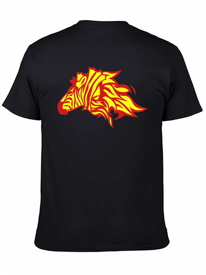 Camiseta Negra con Diseño de Cebra de Fuego