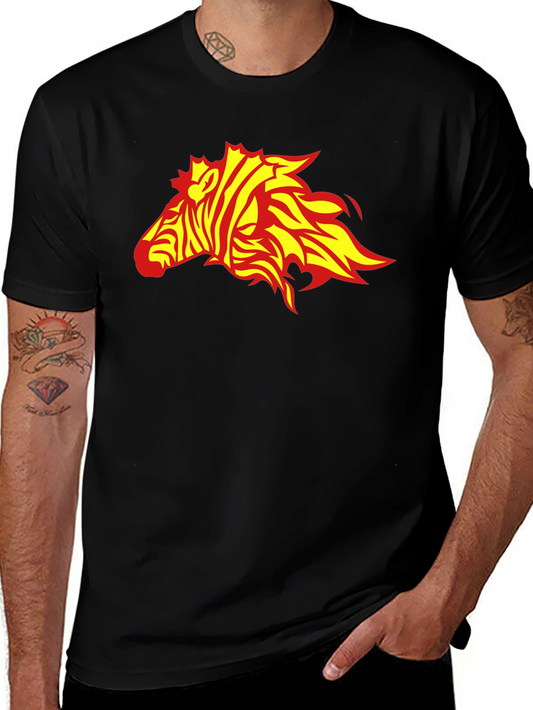 Camiseta Negra con Diseño de Cebra de Fuego