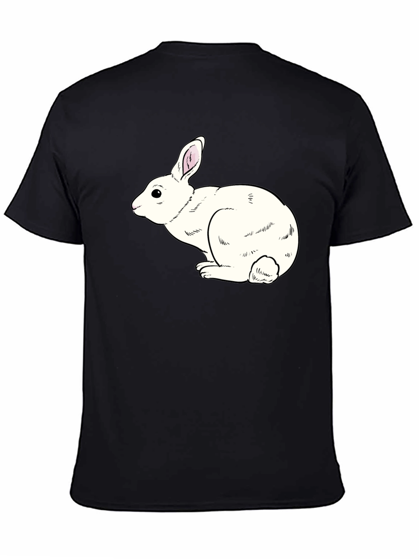 Camiseta Negra con Conejo Blanco
