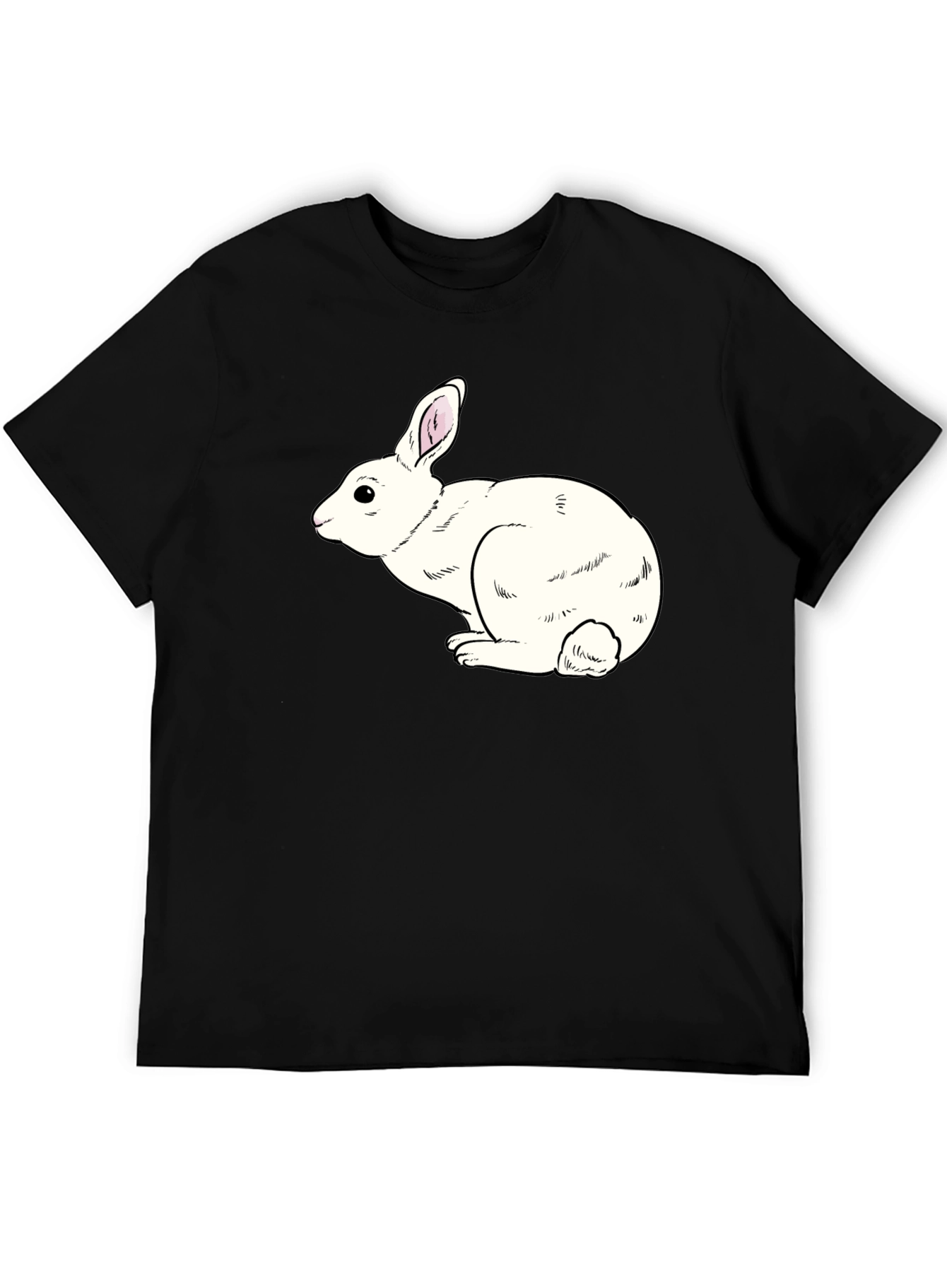 Camiseta Negra con Conejo Blanco