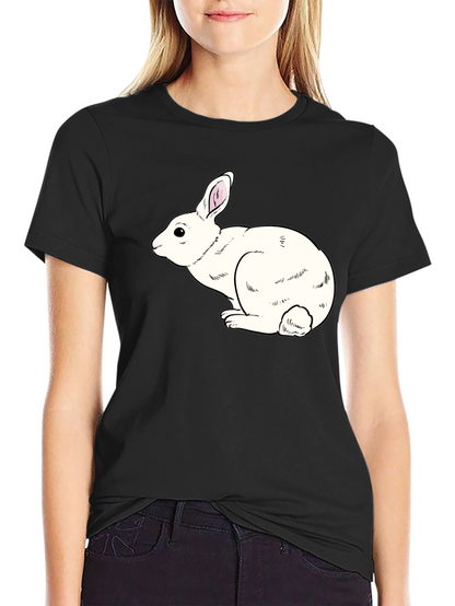 Camiseta Negra con Conejo Blanco