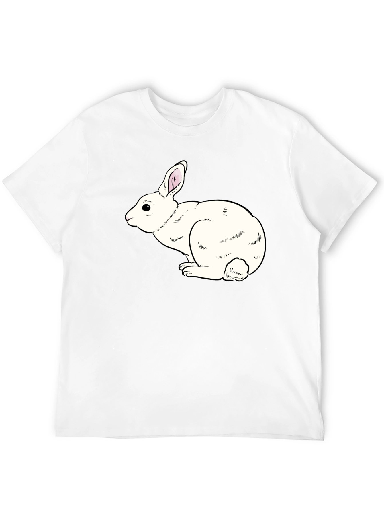 Camiseta Negra con Conejo Blanco
