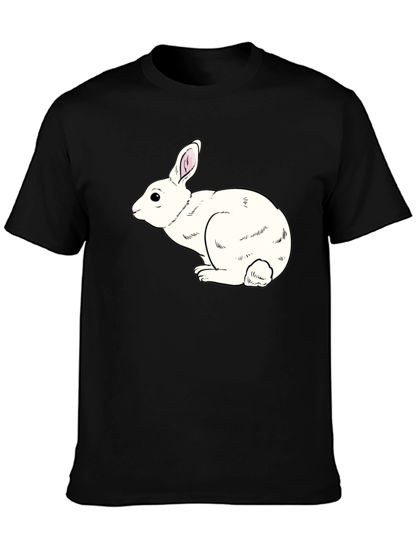 Camiseta Negra con Conejo Blanco