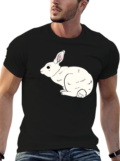 Camiseta Negra con Conejo Blanco